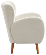 GDF Studio Modern Wingback Fabric Lounge Chair With Wood Legs, Beige