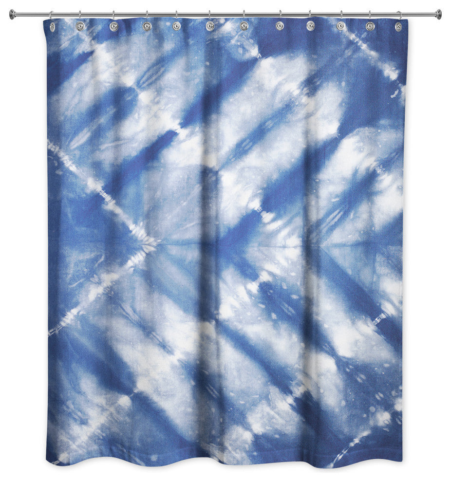 Blue Shibori Pattern 71x74 Shower Curtain