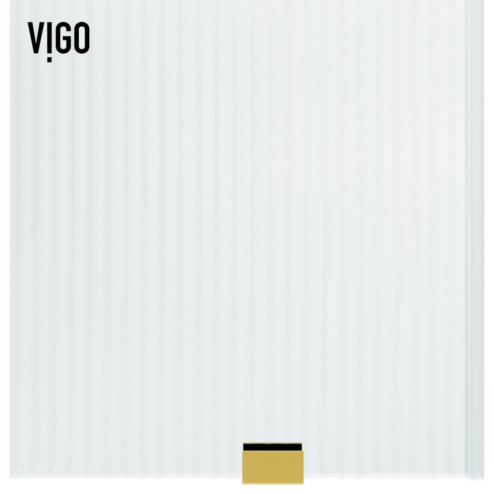VIGO Elan E-Class 56" to 60" W x 76" H Frameless Sliding Shower Door, Matte Brushed Gold, Fluted Glass, Right
