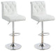 Adjustable Barstool with Rolled Button Tufted Back, Set of 2, White