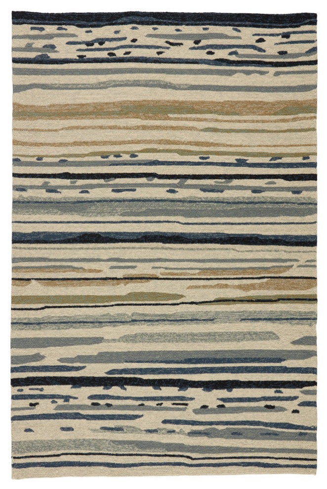 Lauren Wan Sketchy Lines Indoor/Outdoor Abstract Silver/Blue Area Rug, 2'x3'