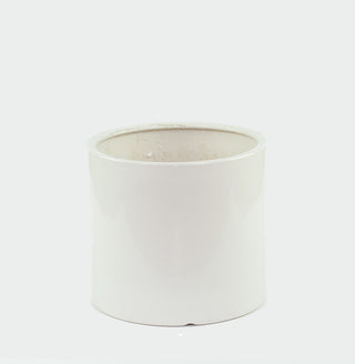 Large Ceramic Planter Cylinder Pot 10'' White