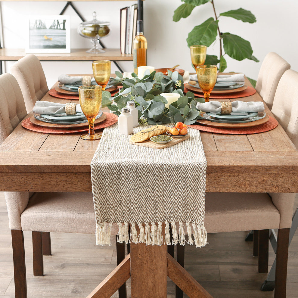 Brown Chevron Handloom Table Runner 15x72