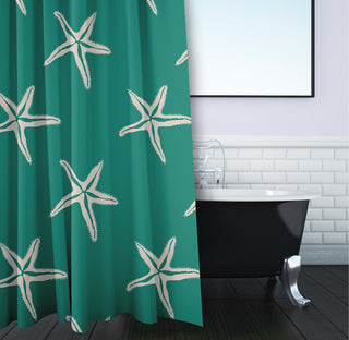 70"Wx73"L Starfish Shower Curtain, Kelly Green