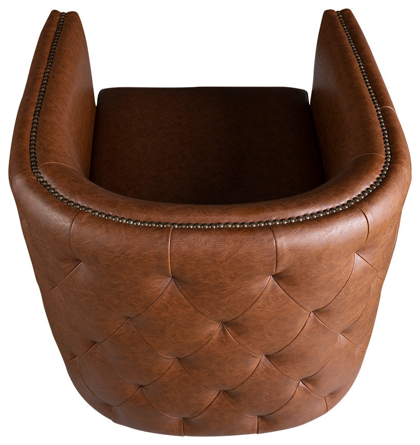 Madison Park Capstone Tufted Barrel Swivel Chair, Brown