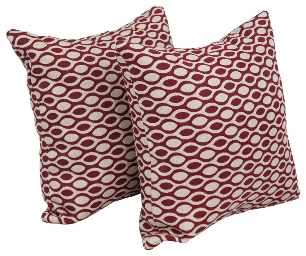 17" Jacquard Throw Pillows With Inserts, Set of 2, Ozero Wine