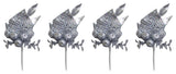 4 Pieces 9" Glitter Apple and Tea Leave Christmas Pick, Silver
