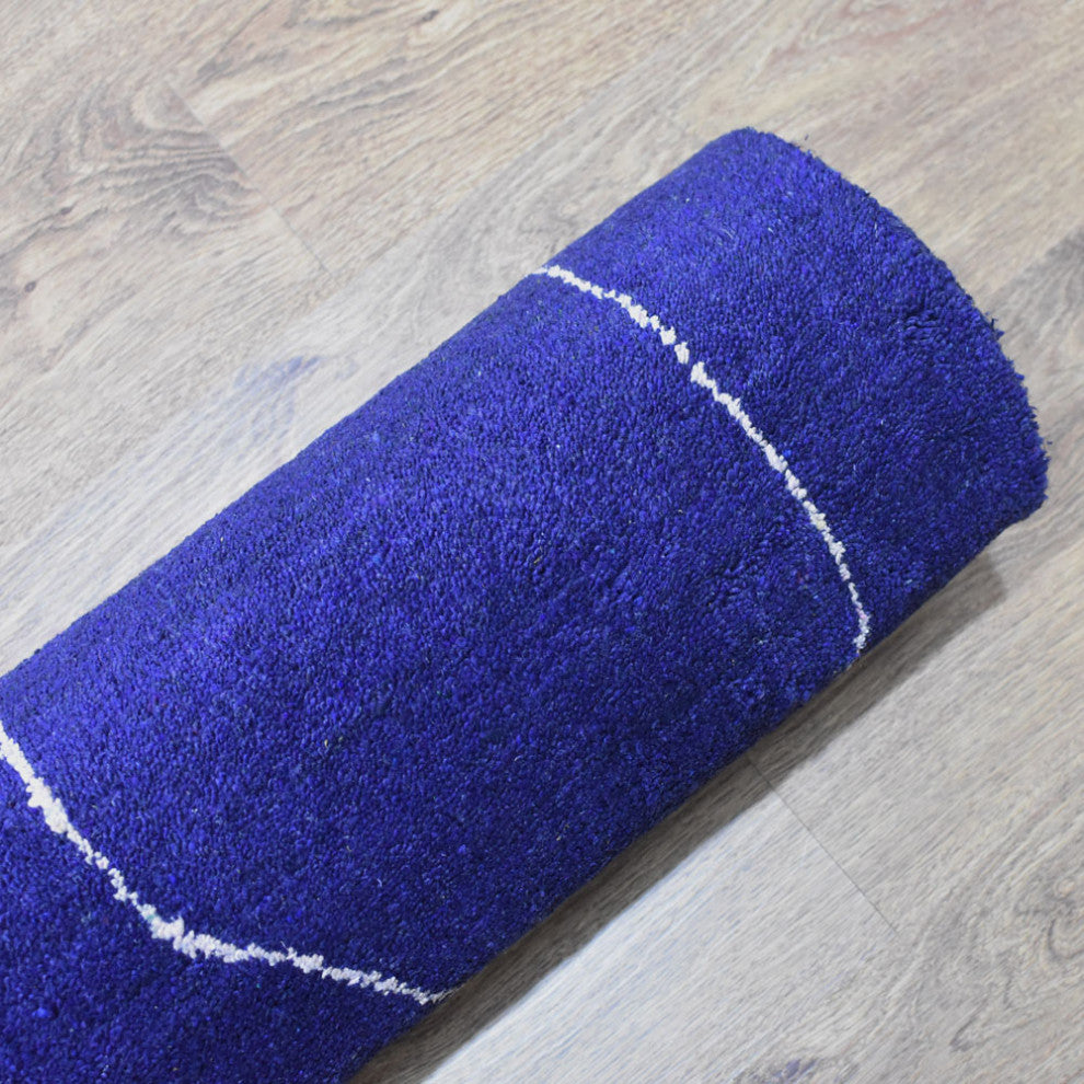 HAND KNOTTED LOOM SILK AREA RUGS-8'x10',Rectangle,Dark Blue White,Contemporary