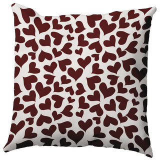 18" x 18" Patterned Hearts Valentine's Day Decorative Indoor Pillow, Maroon