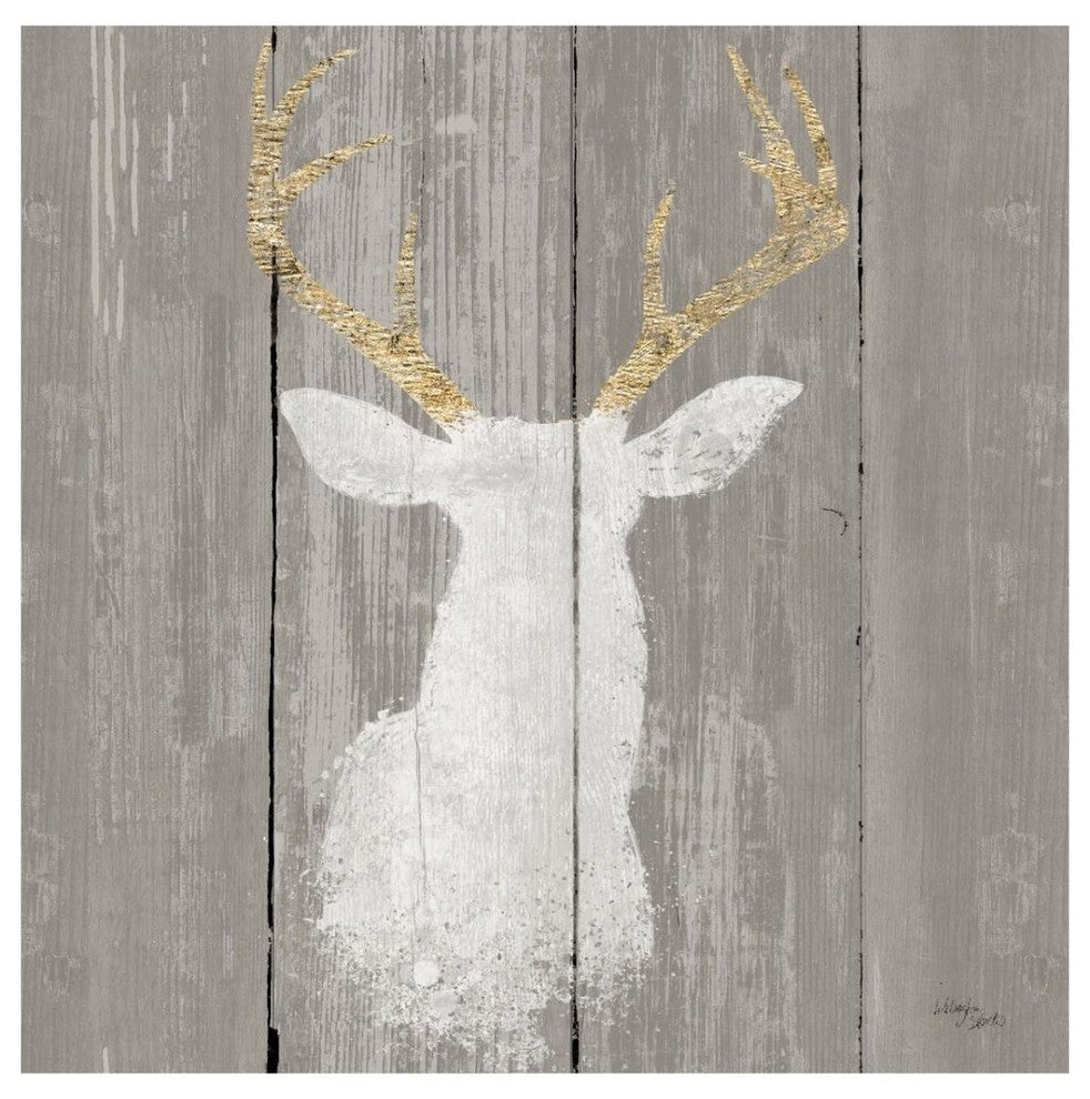 "Precious Antlers I on Gray Wood" Paper Print by Wellington Studio, 32"x32"