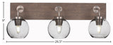Oxbridge BathBar, GraphitePainted Distressed Wood-look Metal, 5.75" Clear Bubble