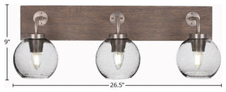 Oxbridge BathBar, GraphitePainted Distressed Wood-look Metal, 5.75" Clear Bubble