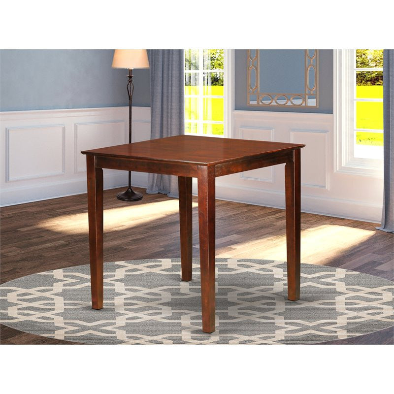 East West Furniture 36" Square Wood Counter Height Table in Dark Brown