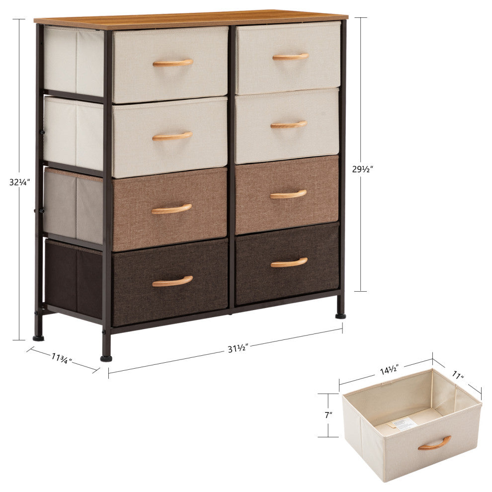 8 Fabric Drawers Steel Frame Double Dresser, Mixed Color