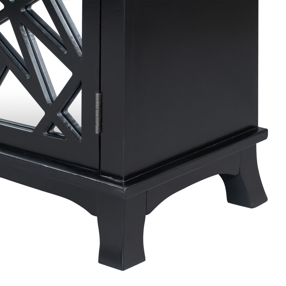 Wood Double Door Accent Cabinet with 2 Drawers, Black, 30'' X 14''