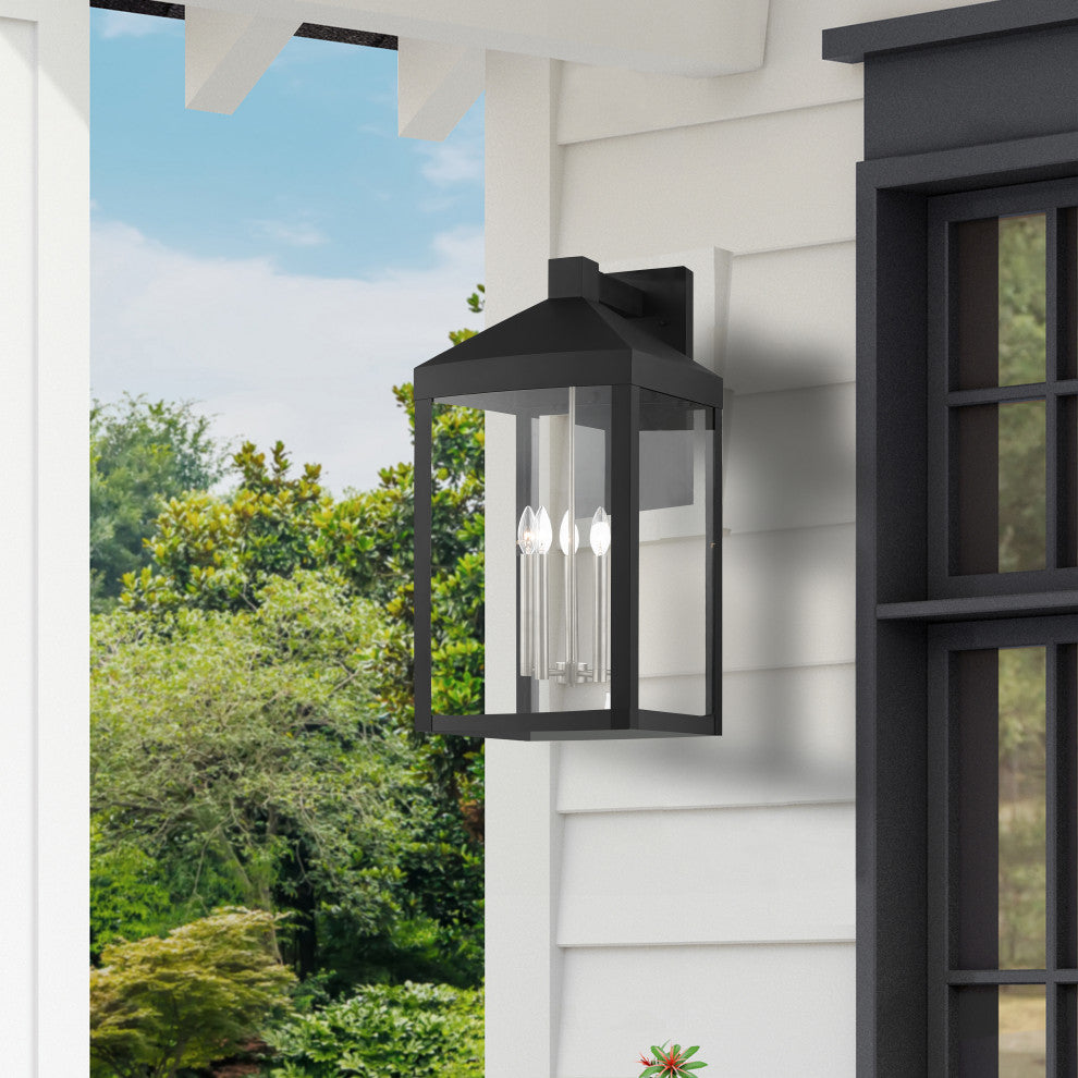 Livex Nyack 5 Light Black/Brushed Nickel Cluster XL Outdoor Wall Lantern