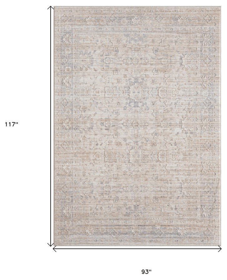 8' X 10' Gray Botanical Area Rug