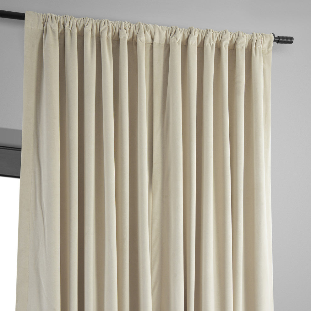Extra Wide Blackout Velvet Curtain Single Panel, Neutral Ground, 100w X 96l