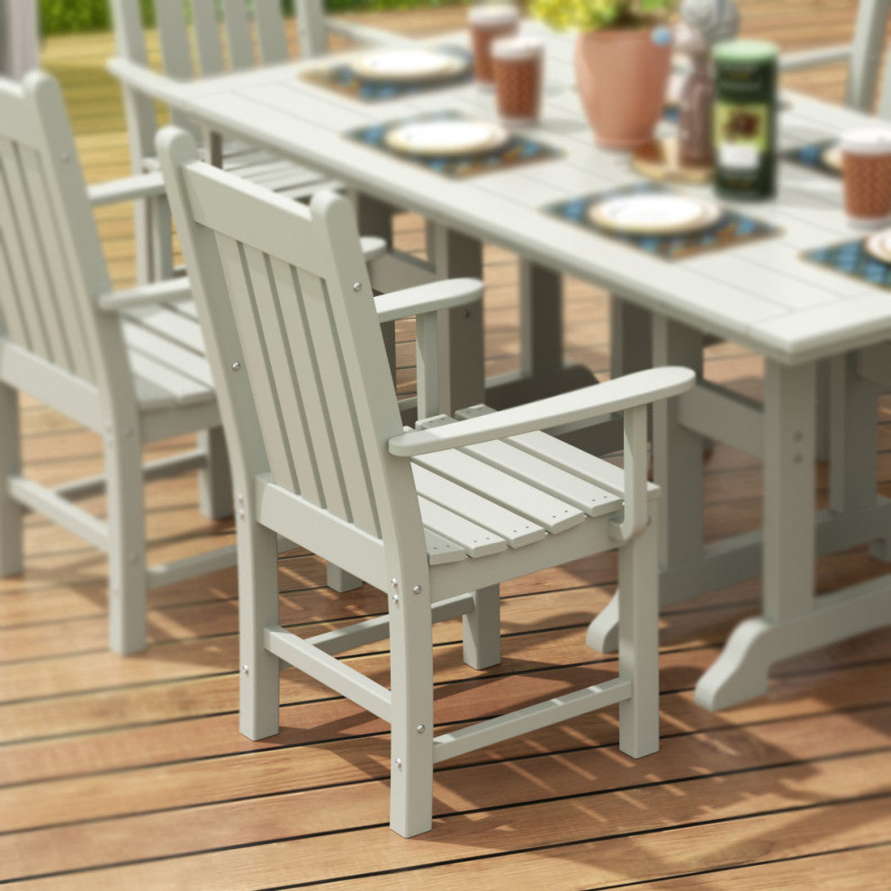 WestinTrends Patio Garden Poly Lumber Dining Arm Chair Indoor Outdoor Furniture, Sand