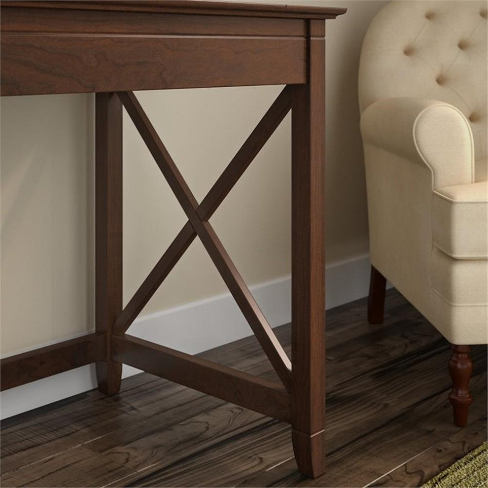 Bush Furniture Key West 60W L Shaped Desk with Mobile File Cabinet & Bookcase