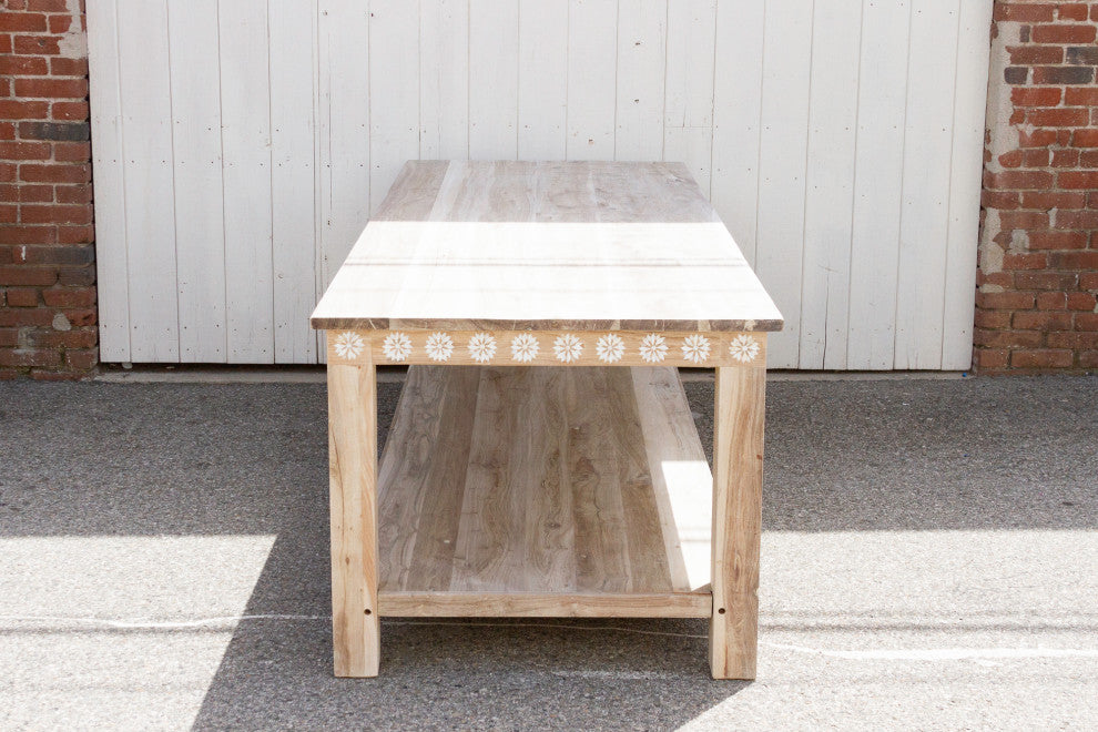 Bleached Teak Mother of Pearl Blossom Table