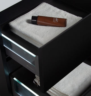 Aurora Wall Mount Vanity, White Acrylic Top, Matte Midnight Black, 42"