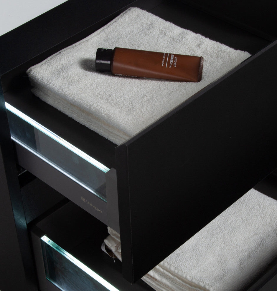 Aurora Wall Mount Vanity, White Acrylic Top, Matte Midnight Black, 42"