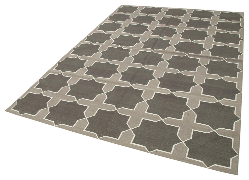 Rug N Carpet - Handmade Wool 6' 3'' x 8' 11'' Modern Design Dhurrie Kilim Rug
