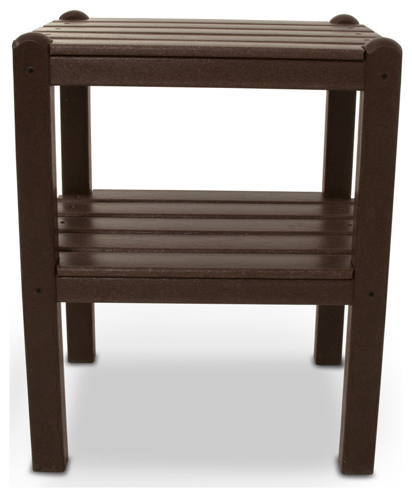 Polywood Two Shelf Side Table, Mahogany