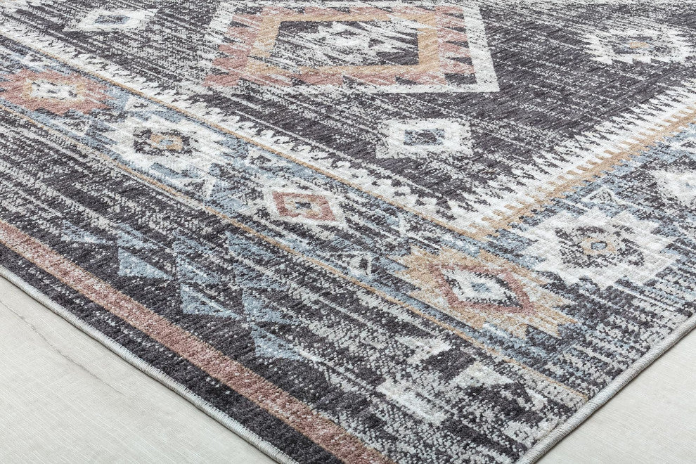Jade Baltic Black Moroccan Tribal Black Recycled Area Rug, 8'0"x10'0"
