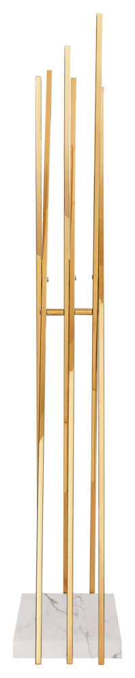 Inspired Home Tejas Coat Rack, Abstract Shape, 6 Hooks, Gold/Chrome, Gold