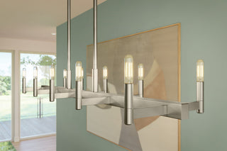 Kichler Erzo 50" 10 Light Linear Chandelier, Satin Nickel, 52614SN