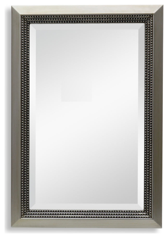 36" Warm Silver Beaded Mirror