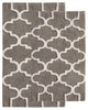 GSF 180 Geomatrics Cotton Bath Rug, 2-Piece Set, Gray, 24"x17"/34"x21"
