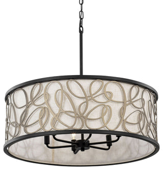 Scribble 6-Lt Pendant - Matte Black/Artifact