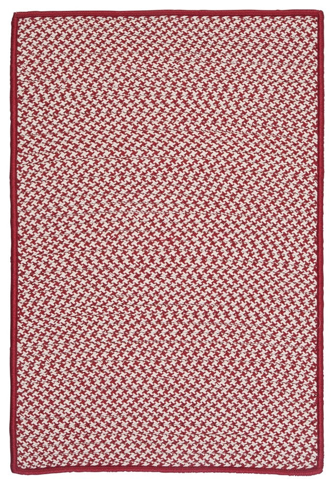 Outdoor Houndstooth Tweed Rug, Sangria, 14"x17" Swatch Sample