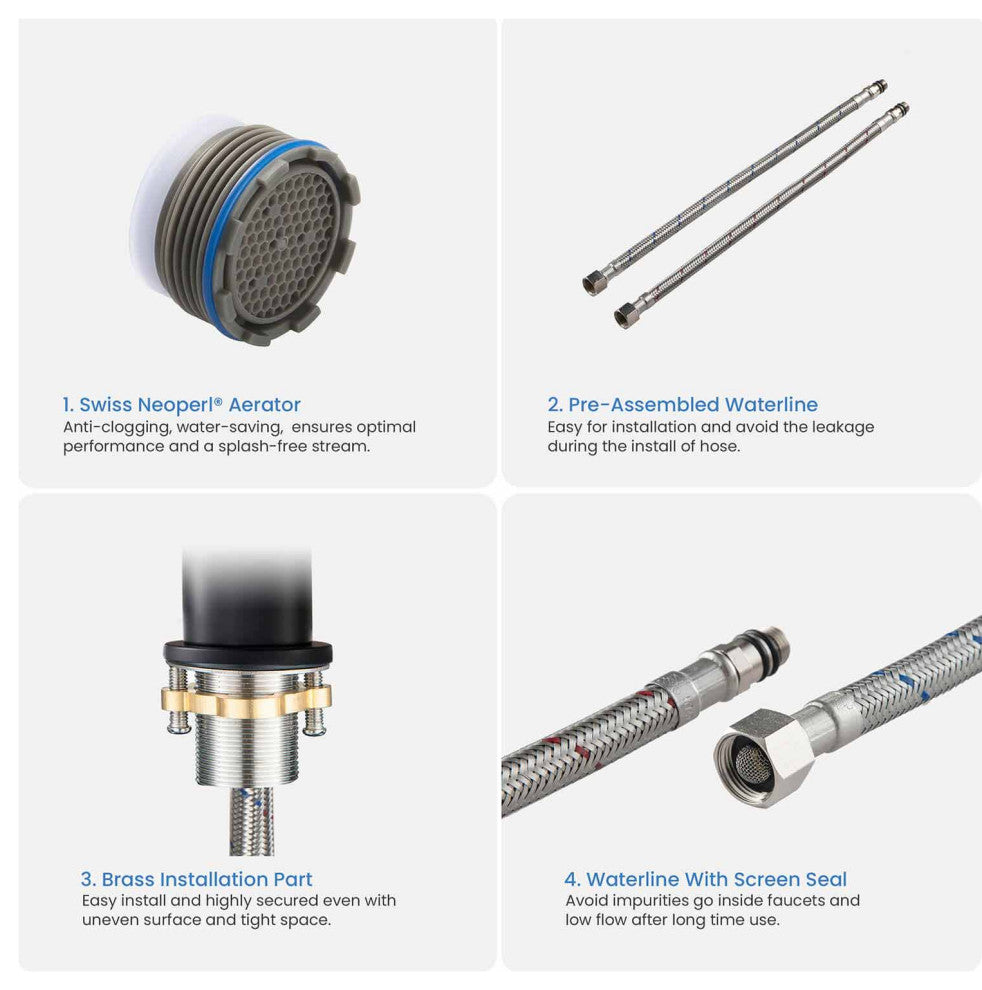 Circular Single Handle High-arc Bathroom Sink Faucet With Drain, Matte Black