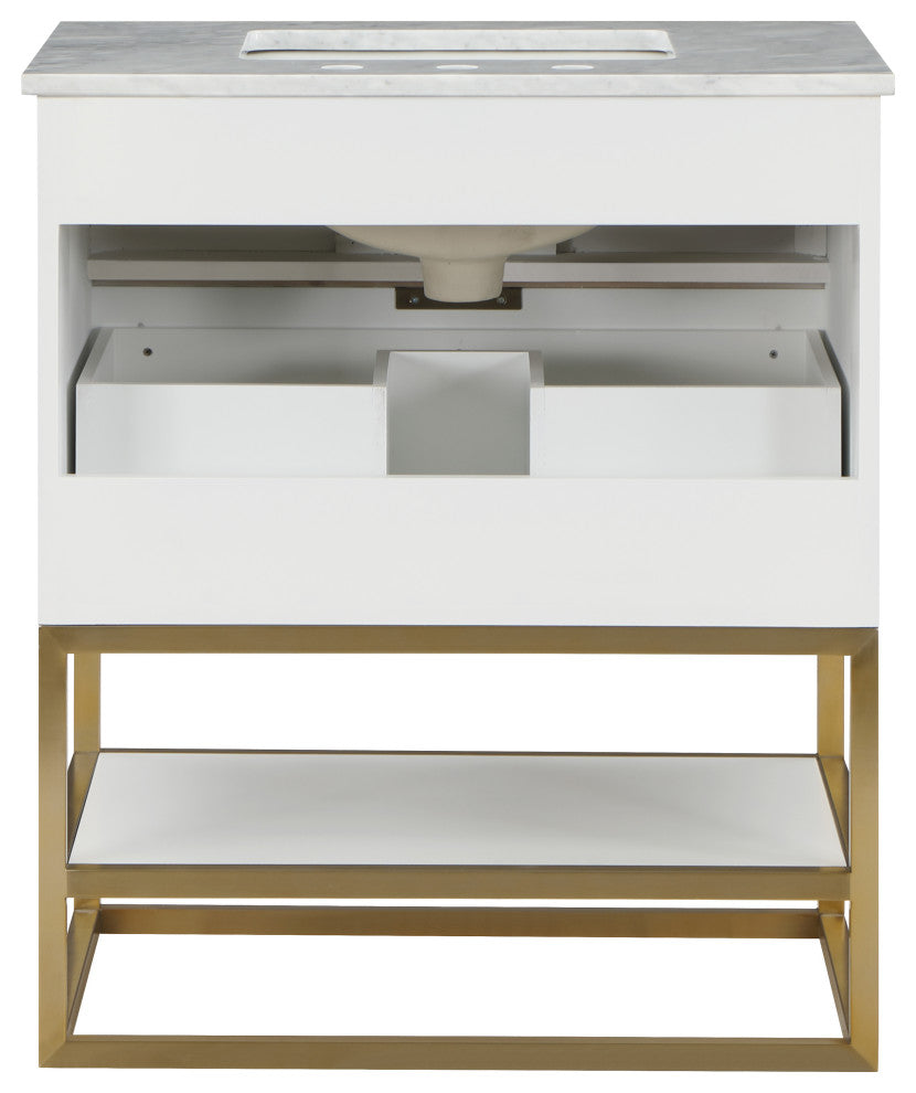 Monad Bathroom Vanity, White, 30" Wide