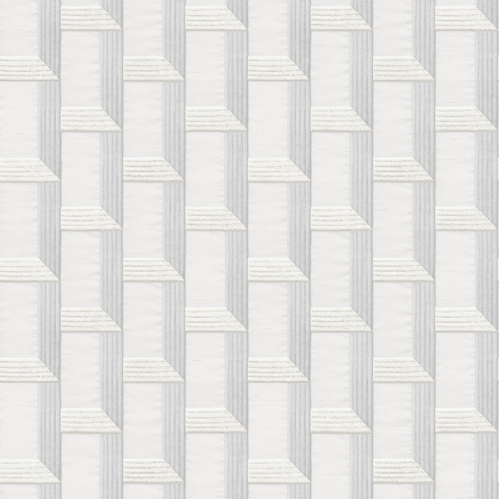 Geometric Textured Wallpaper, Stacked Highs, Silver Gray Ecru White, 1 Roll