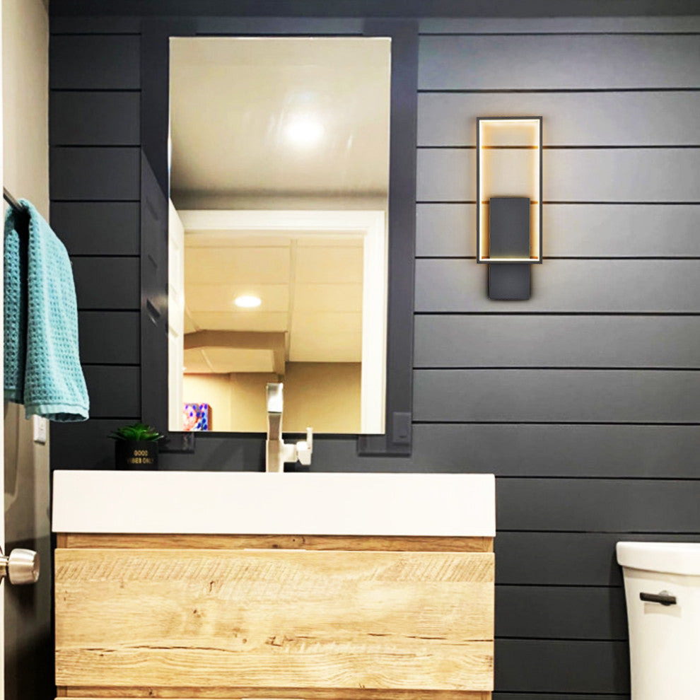 Modern Black LED Wall Sconce With Rectangle Aluminum Shade Neutral Light 4000K