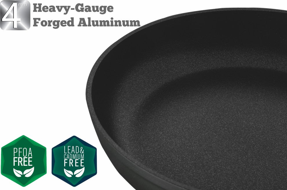 Saflon Titanium Nonstick 5-Piece Frying Pan Set, 4mm Forged Aluminum, PFOA-Free
