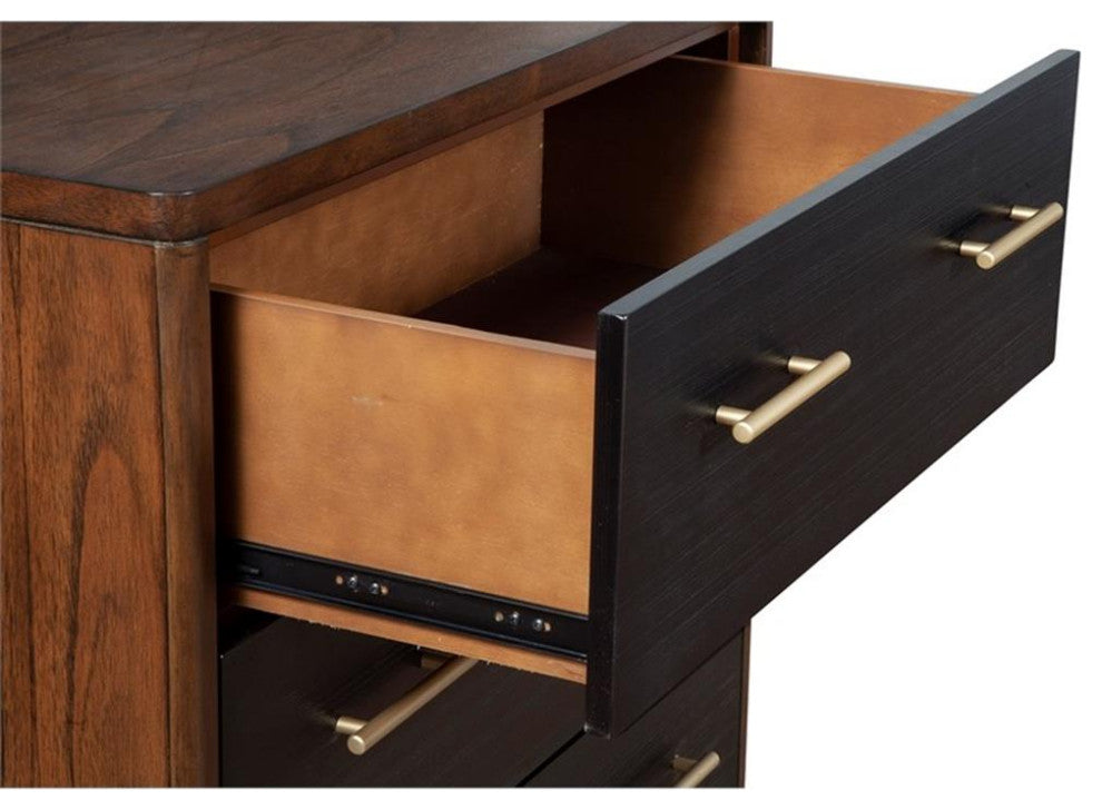 Alpine Furniture Belham 3 Drawer Small Wood Chest in Dark Walnut (Brown)