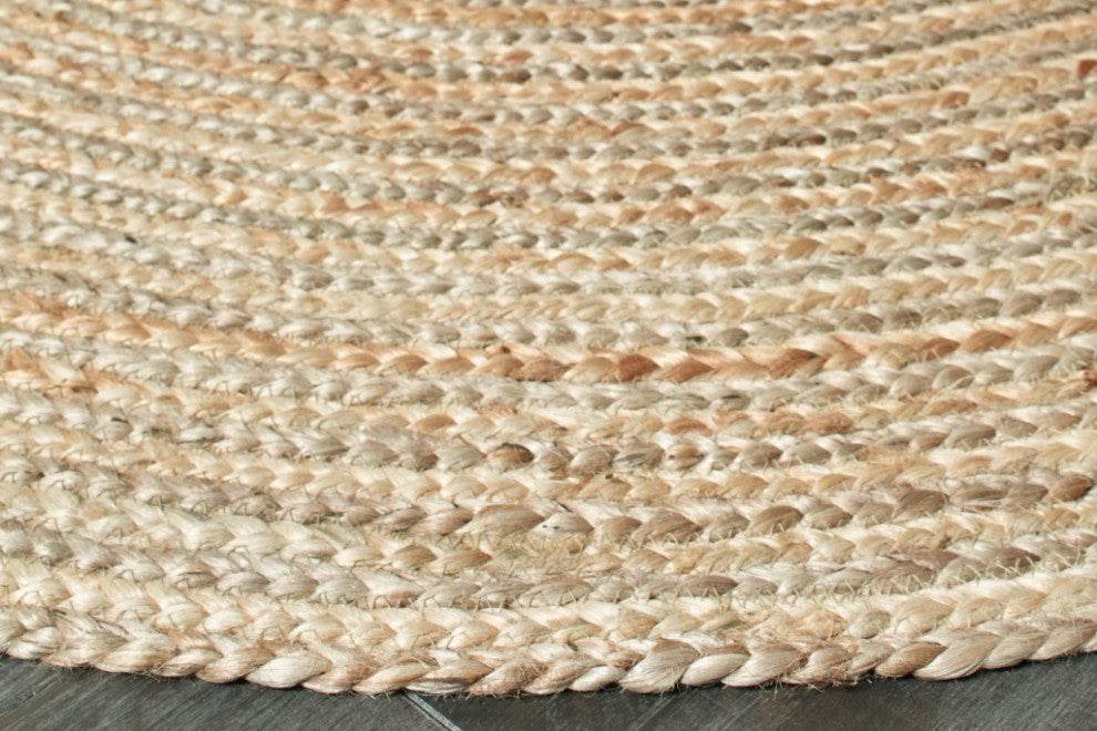 9" Brown Oval Shaped Jute Area Rug