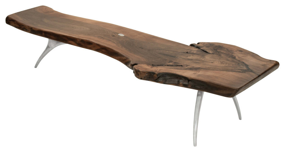 Walnut Slab Coffee Table with Cast Aluminium Legs 89"x30"x19"