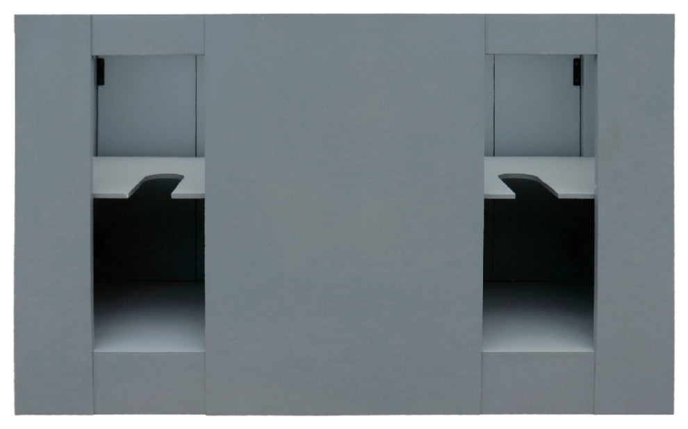 55" Double Vanity, Gray Ash With White Carrara Marble, Mirrors & Rectangle Sinks