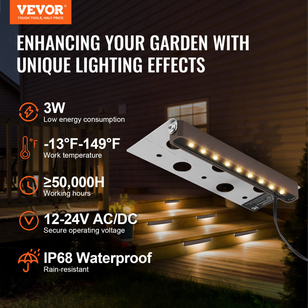 VEVOR 8-Pack 6.8" LED Hardscape Lighting Retaining Wall Step Paver Lights 3W