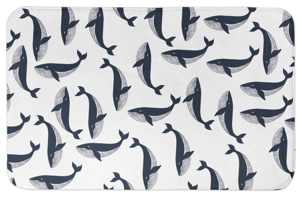 Whale Pattern 34x21 Bath Mat
