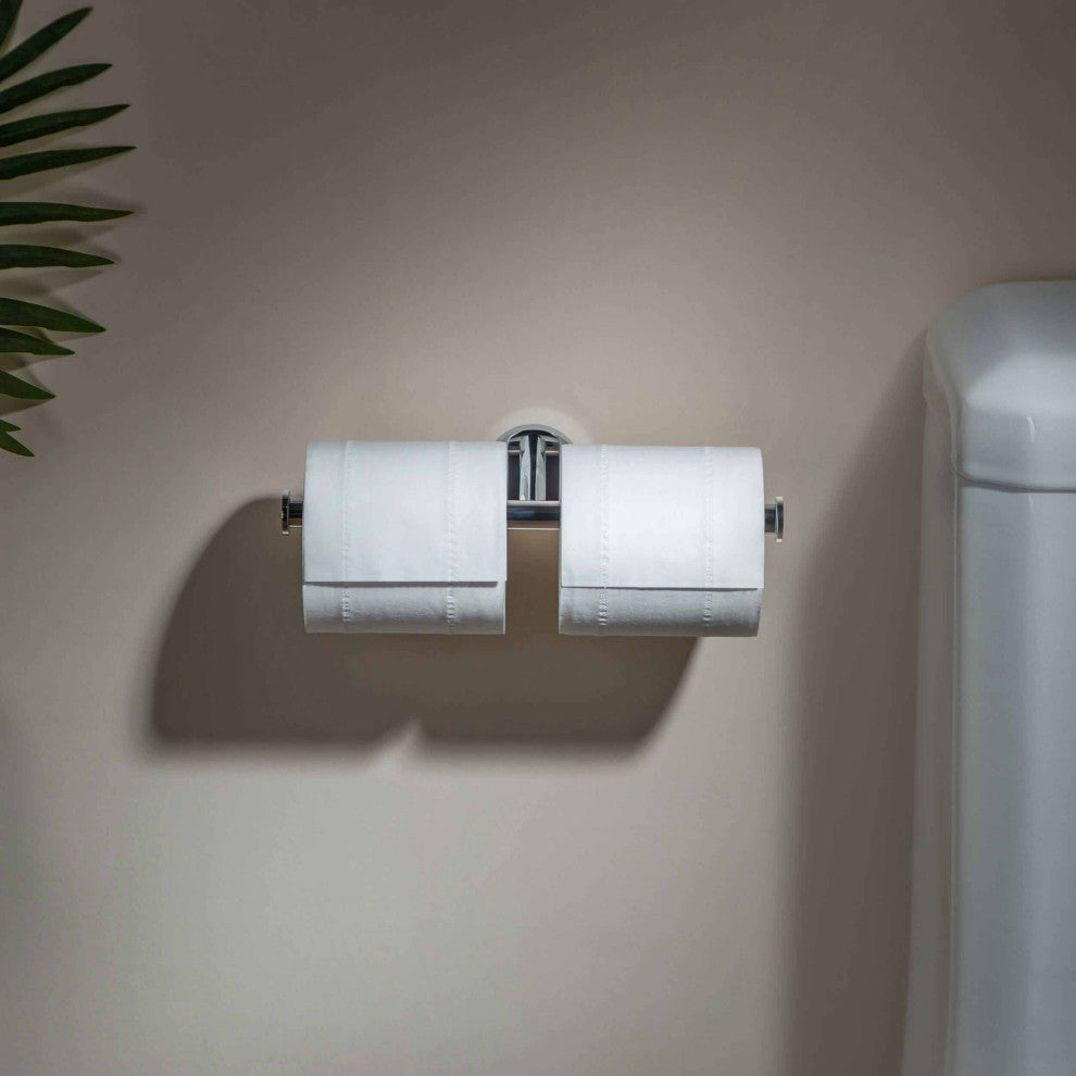 Circular Double Toilet Paper Holder, Chrome