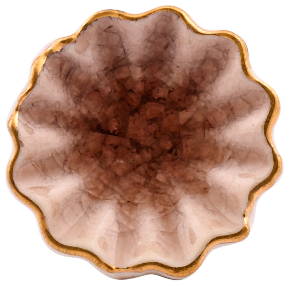 Set of 4 Brown Crackle Ceramic Knobs