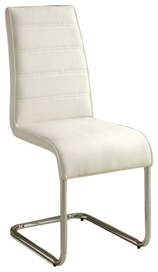 Benzara Mauna Contemporary Side Chair Steel Tube, Set of 2, White